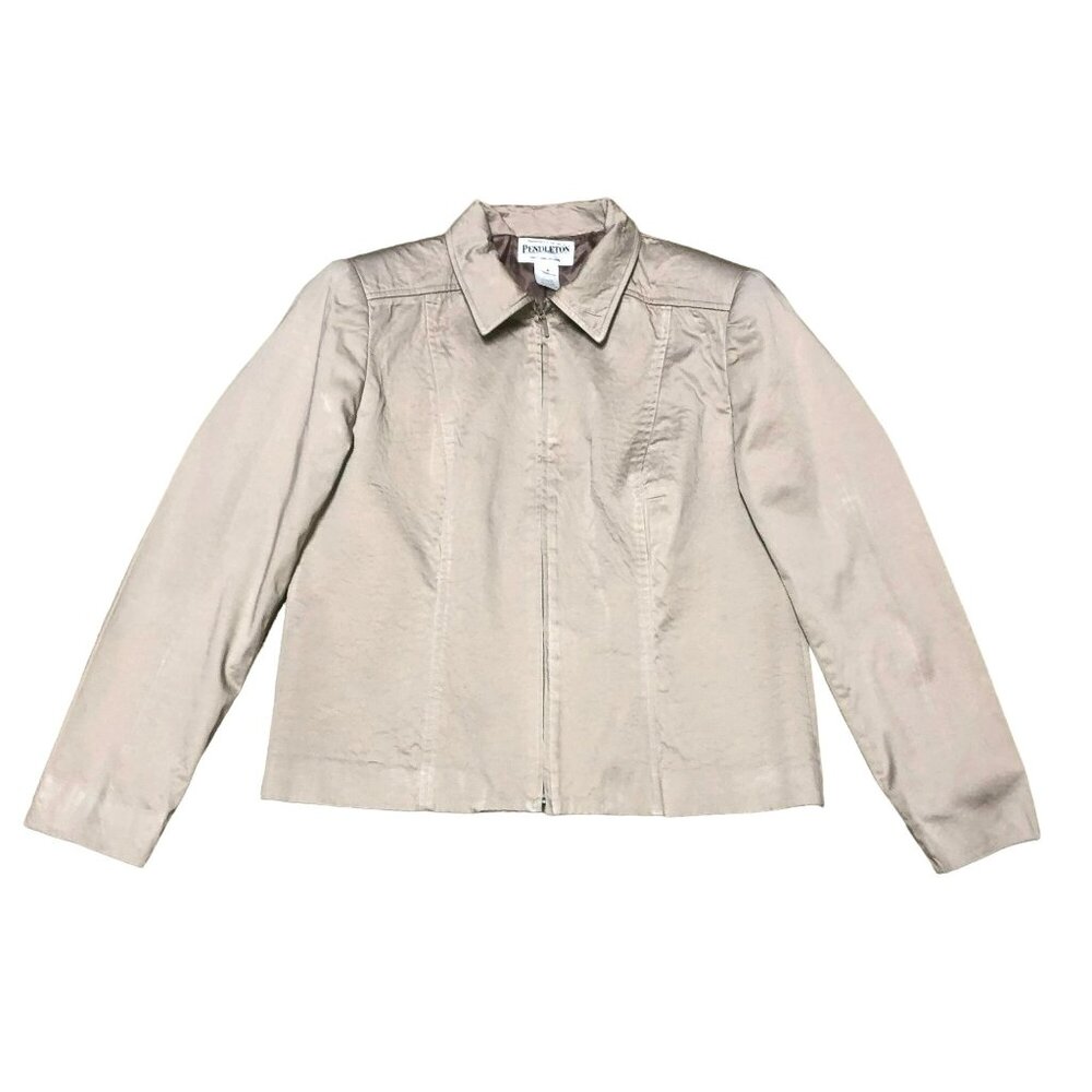 Tan Pendleton Lightweight Jacket Size 4 Full Zip Cotton Spandex Lined Womens